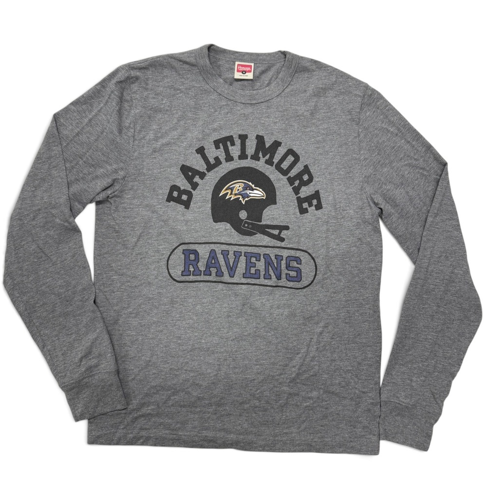 Homage Baltimore Ravens NFL Long Sleeve Graphic Tee Mens Medium Gray Tri-Blend